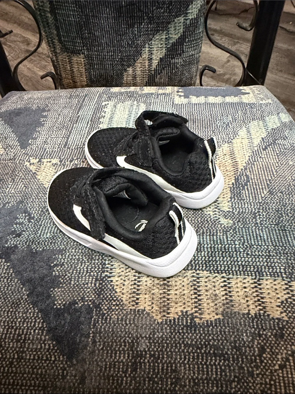 Kids Black and White Velcro Athletic Sneakers